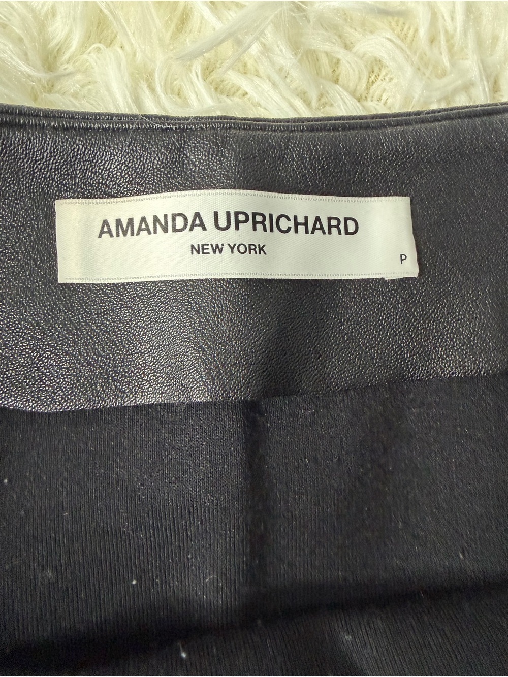 Amanda Uprichard Faux Leather Ruffle Mini Skirt P Black Preppy  Minimalist - Picture 6 of 10